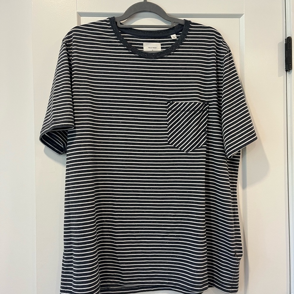 Billy Reid Grey and White Striped Tee